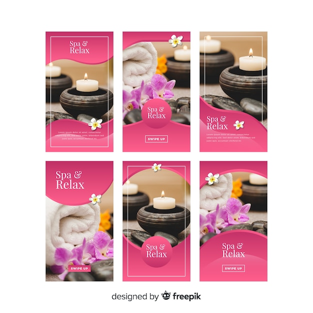 Free vector spa instagram stories template