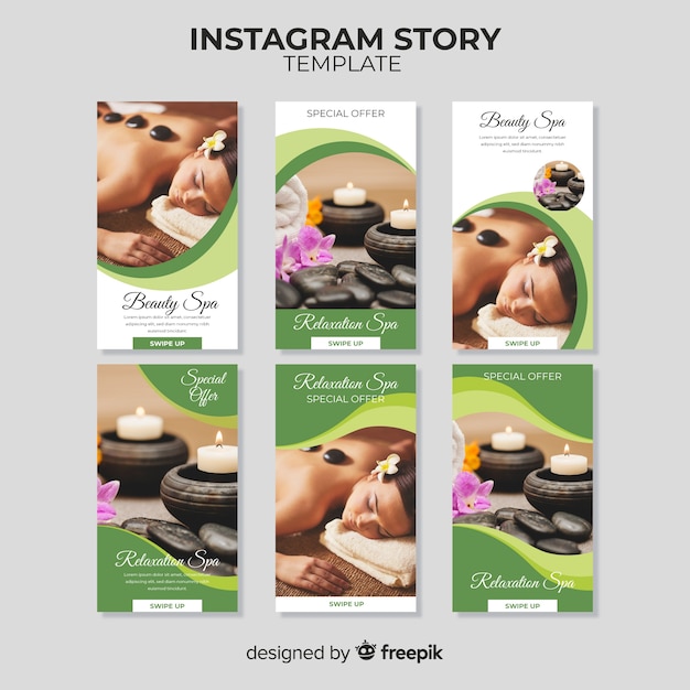 Vettore gratuito modello di storie di instagram spa