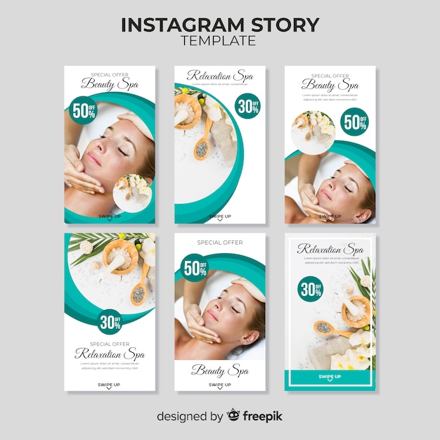 Vettore gratuito modello di storie di instagram spa