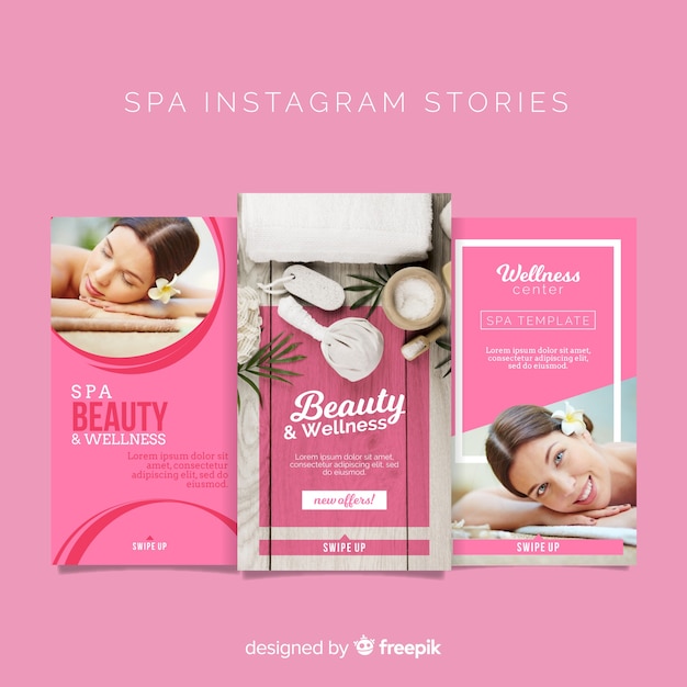 Free vector spa instagram stories template