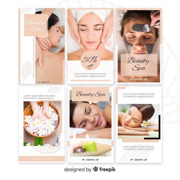 Free vector spa instagram stories template