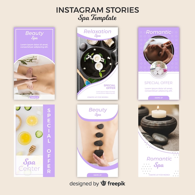 Free vector spa instagram stories template