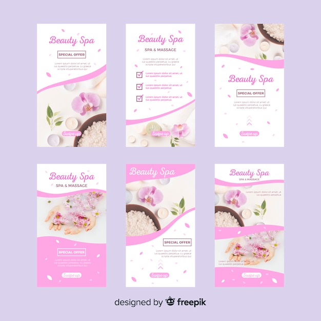 Free vector spa instagram stories template