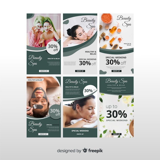 Free vector spa instagram story template collection