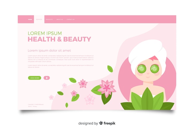 Spa landing page with a woman