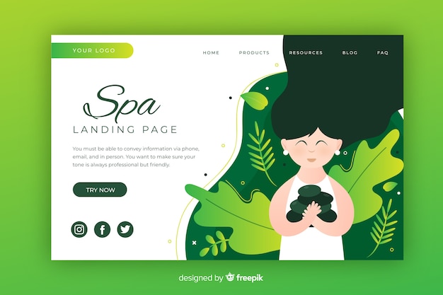 Free vector spa landing page