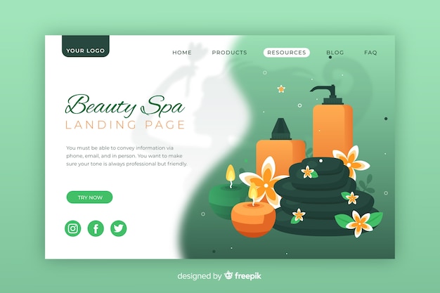 Free vector spa landing page