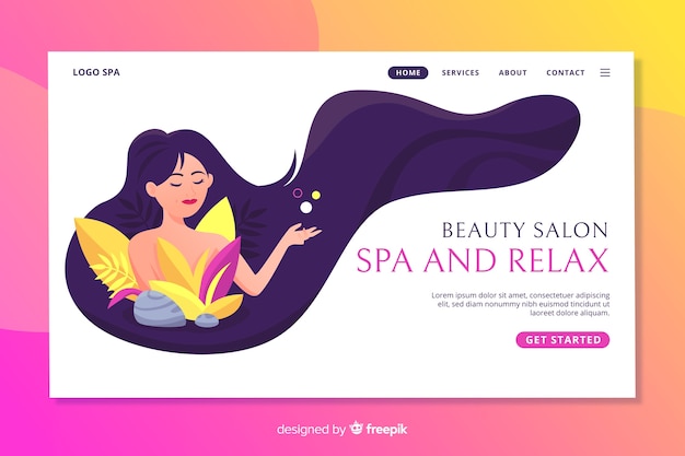 Free vector spa landing page