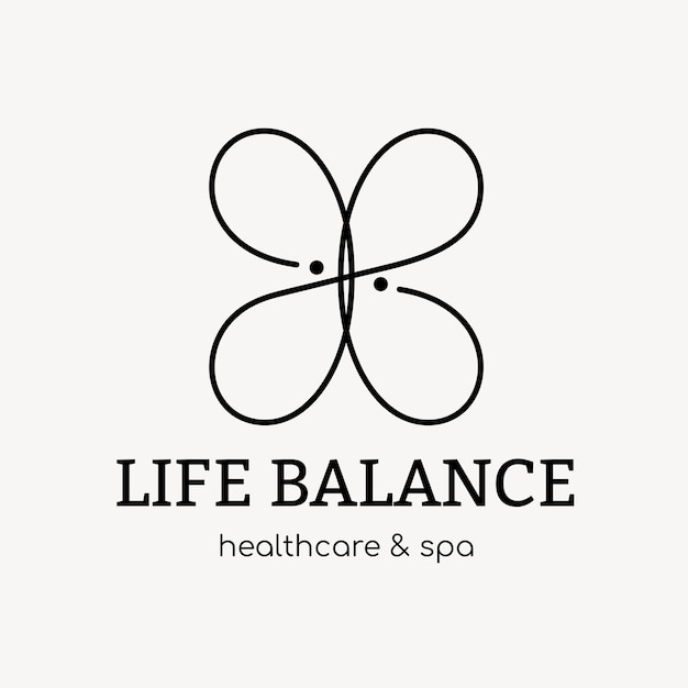 Шаблон логотипа спа, вектор дизайна брендинга бизнеса здоровья и хорошего самочувствия, текст баланса жизни