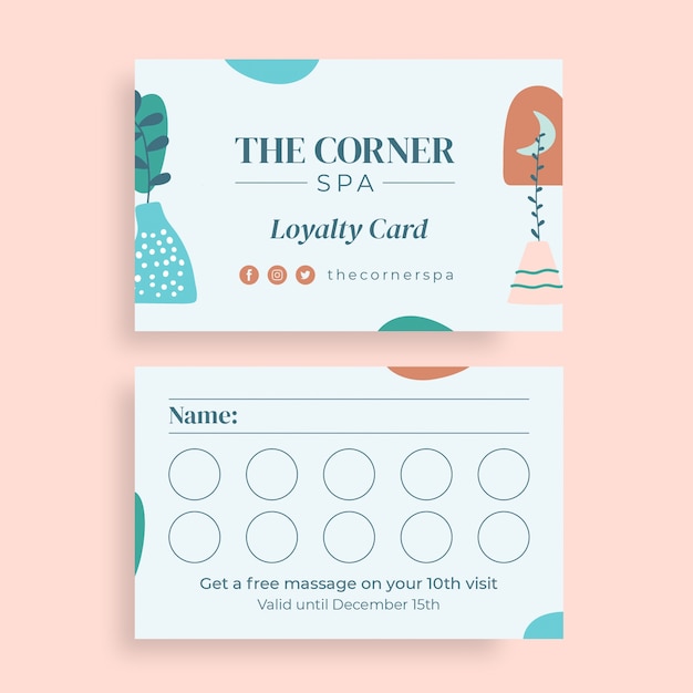 Free vector spa loyalty card template design