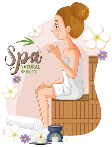 Free vector spa natural beauty text with spa woman