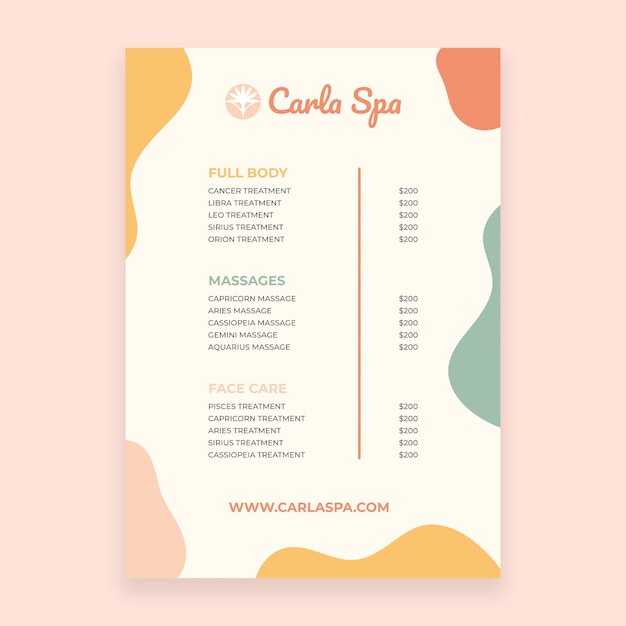 Free vector spa price list