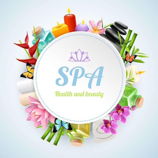 Free vector spa realistic round frame