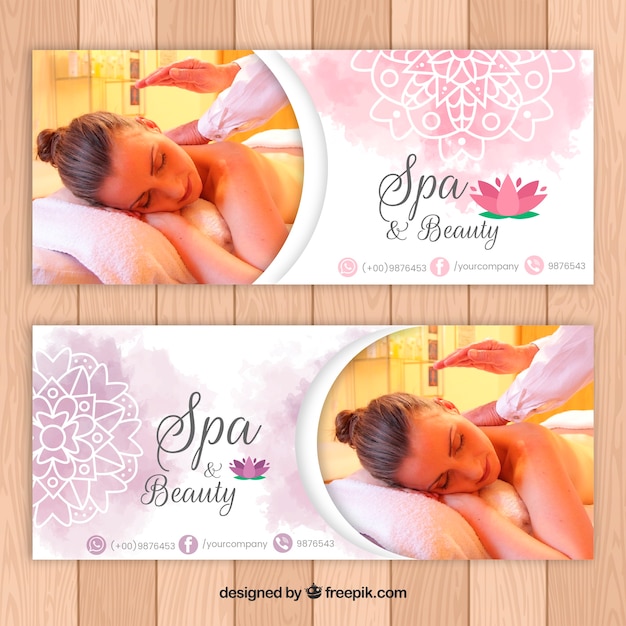 Free vector spa salon banners with a photo