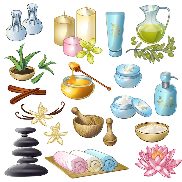 Spa Salon Decorative Icons Set