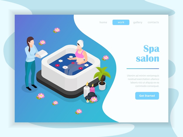 Spa salon isometric landing page