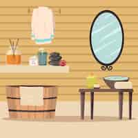 Free vector spa salon with accessories for relaxation