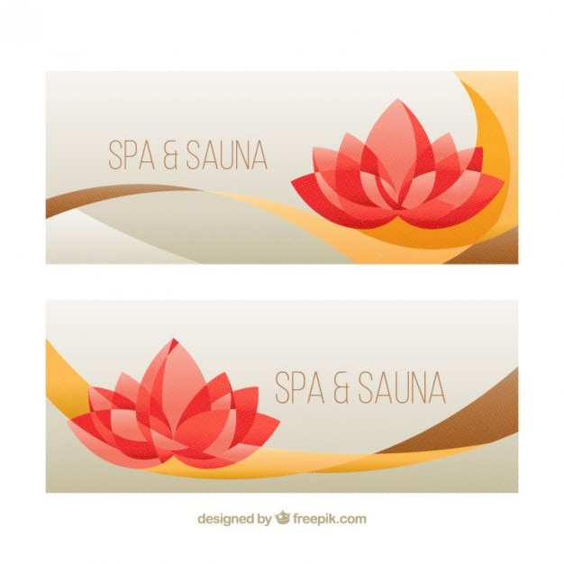 Spa and sauna floral banners in abstract style