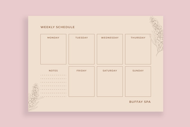 Spa schedule template design