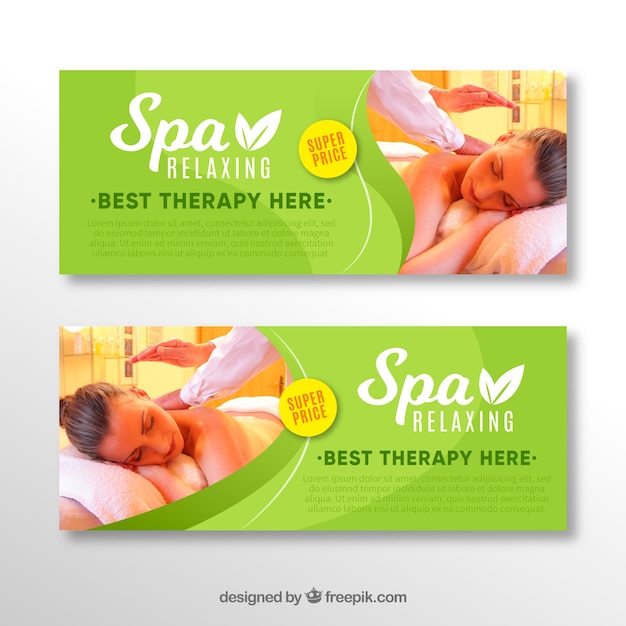 Free vector spa shop banners with a photo