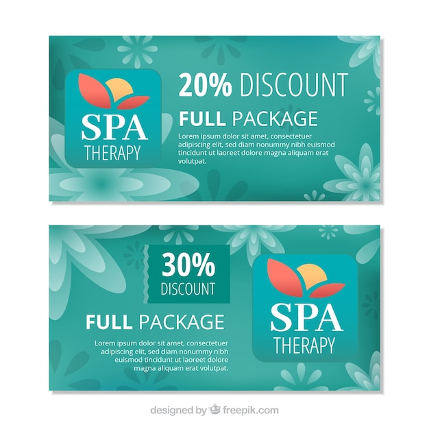 Free vector spa therapy banners in flat design