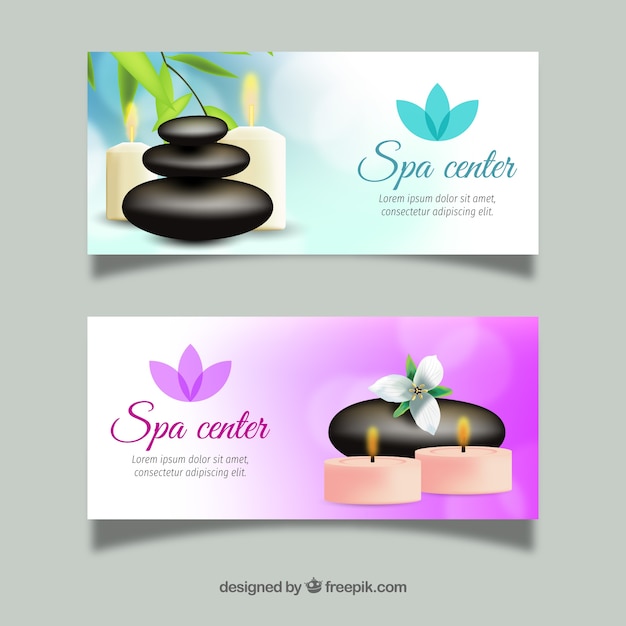 Spa therapy banners in realistic style