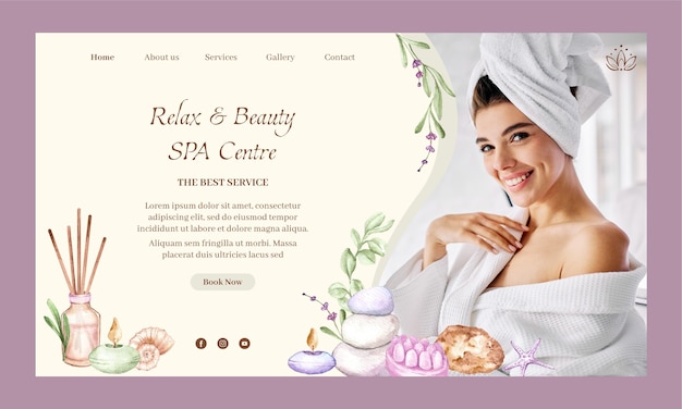 Free vector spa treatment  landing page template