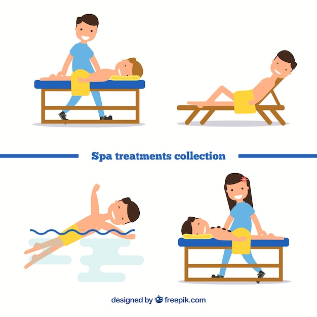 Free vector spa treatments collection with different poses