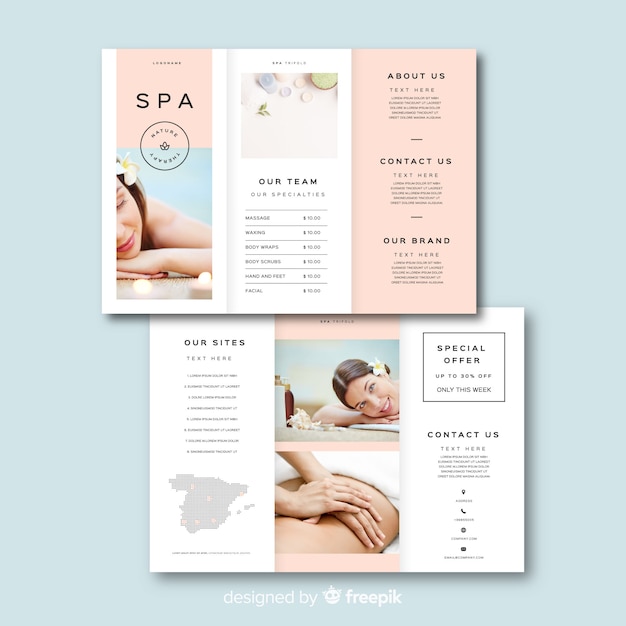 Free vector spa trifold brochure template