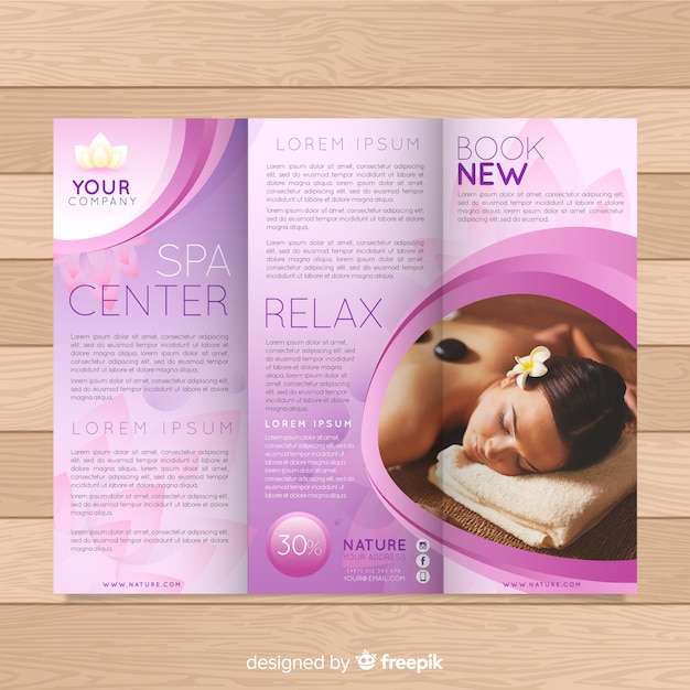 Free vector spa trifold brochure