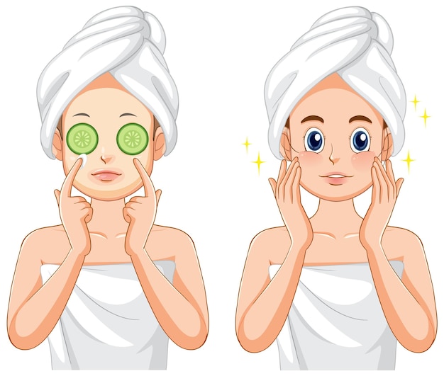 Free vector spa woman applying facial mask