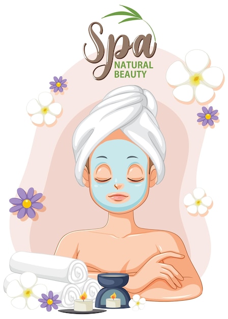 Vettore gratuito donna spa con maschera facciale