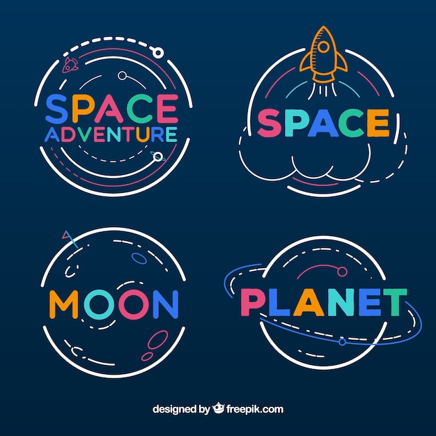 Free vector space adventure badge collection