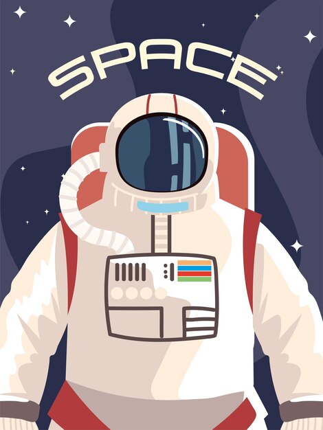 宇宙服衛星宇宙船イラストの宇宙飛行士のキャラクター プレミアムベクター