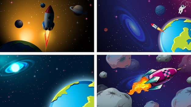 Free vector space background scene set