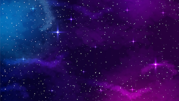 Space background with abstract shape and stars.