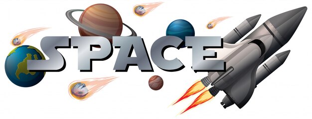 Space banner with planet