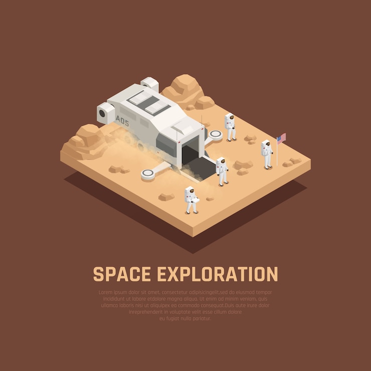 Free Vector space exploration composition with outer space and astronauts symbols isometric  illustration