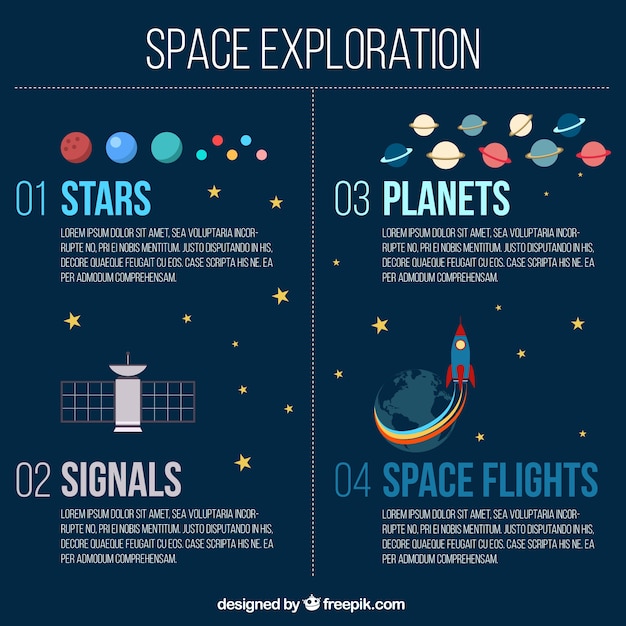 無料ベクター 宇宙探査インフォグラフィック