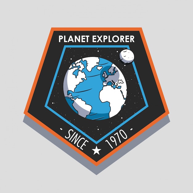 Vettore gratuito emblema dell'emblema di space explorer