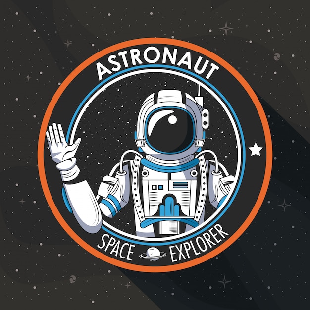 Vettore gratuito emblema dell'emblema di space explorer