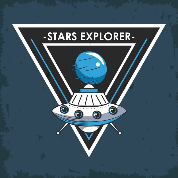 Free vector space explorer patch emblem design