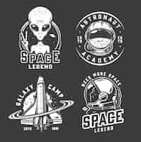 Free vector space and galaxy badges set