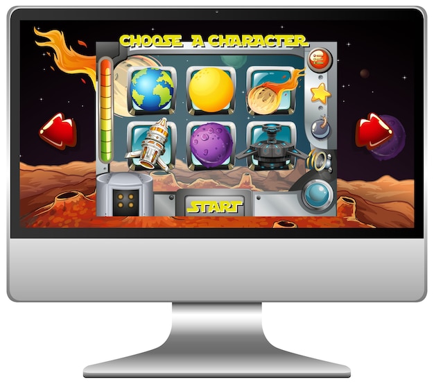 Space game on computer screen