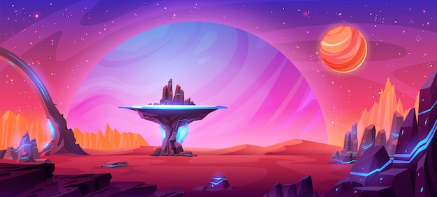 Space game vector background Fantasy alien planet