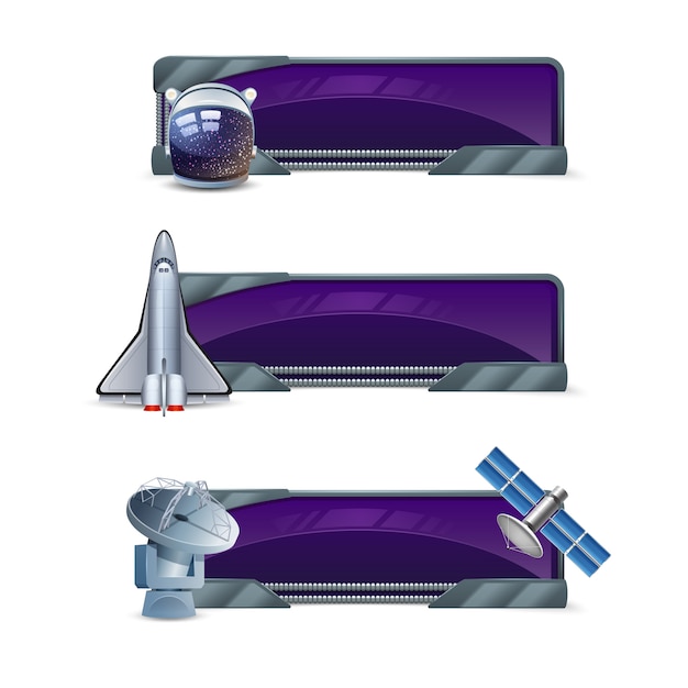 Space horizontal banner set 