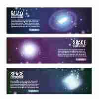 Free vector space horizontal banners set