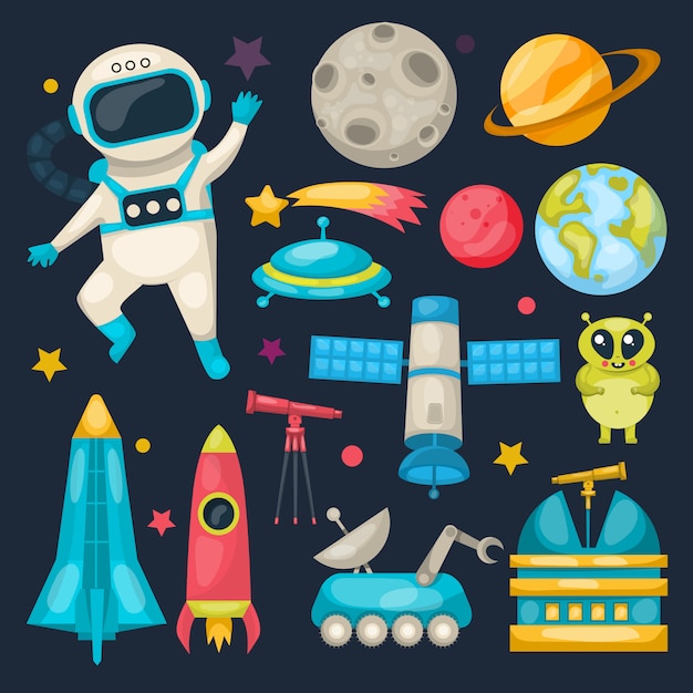 Бесплатное векторное изображение space icon set