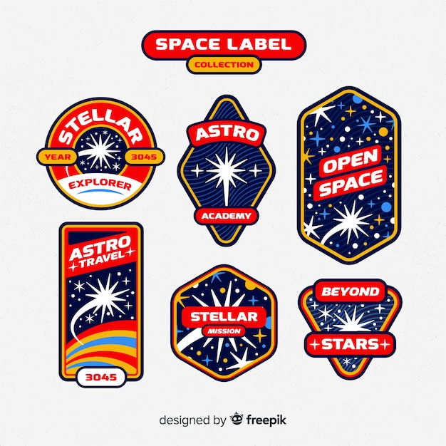 Free vector space label collection in vintage style