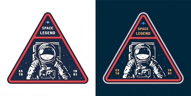 Space label with astronaut set